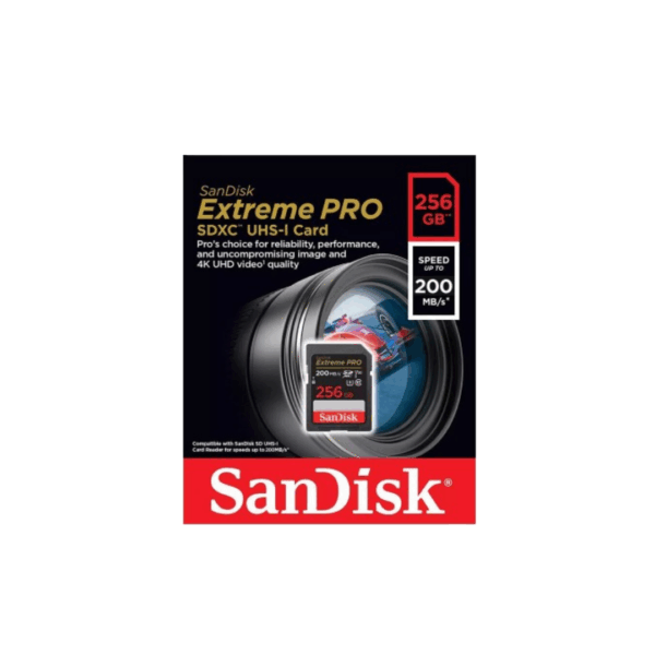 256GB Sandisk Extreem Pro SD Camera Card 200MBS