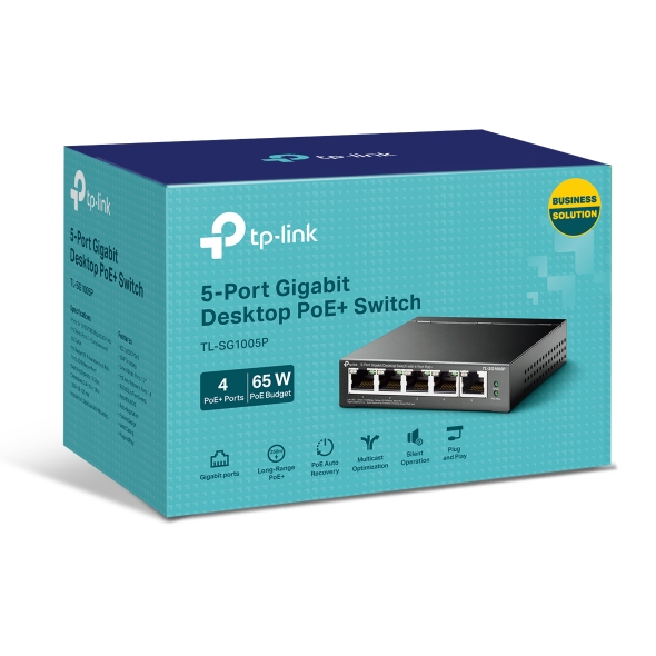 TP-LINK 5-PORT GIGABIT DESKTOP POE + SWITCH 65W